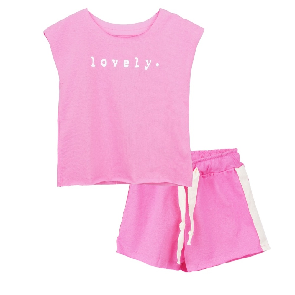 Toddler Girls Lovely Tank Top Shorts Set Pink